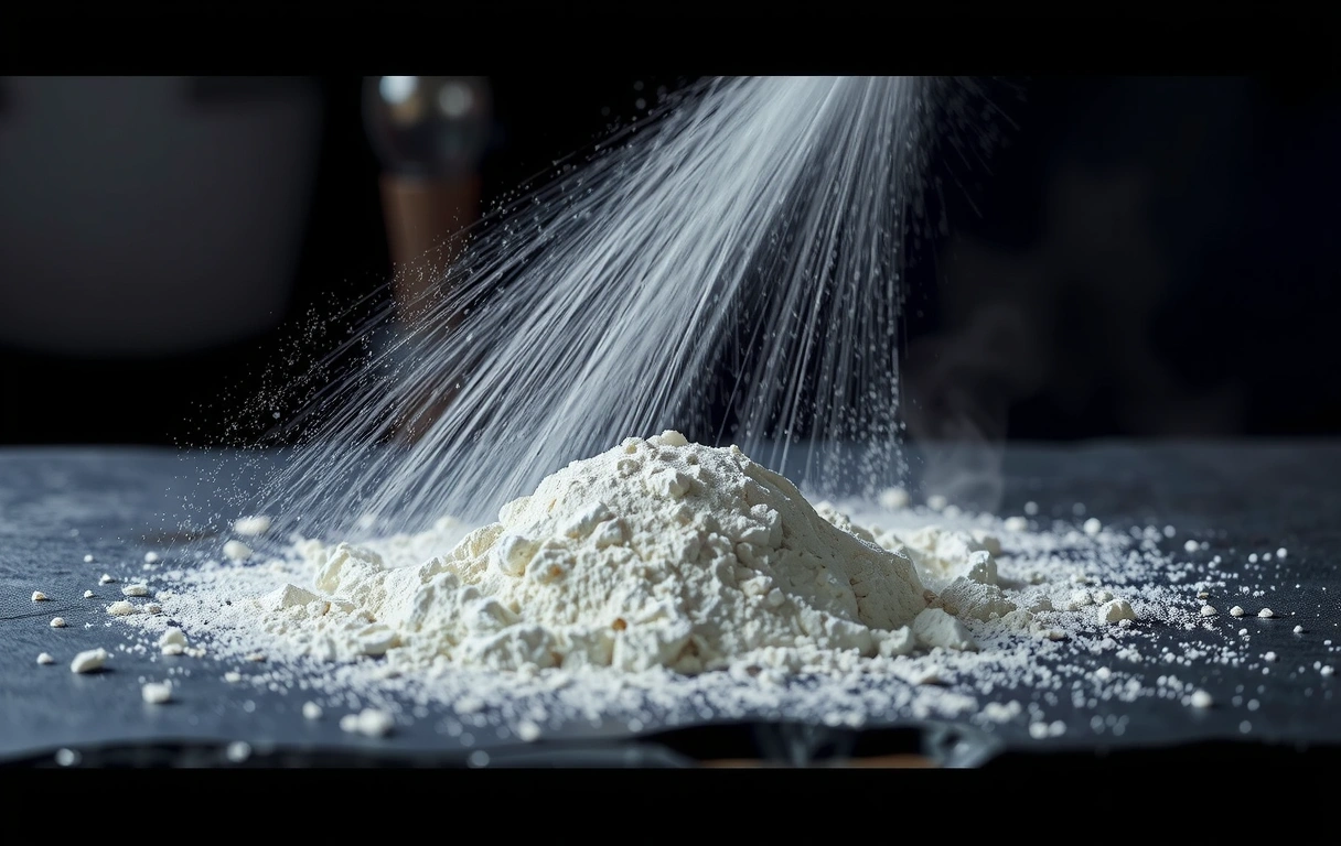 Mjöl på mörk sten